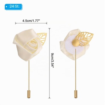 PATIKIL Ružové boutonniéry, balenie 24 kusov, svadobné boutonniéry pre ženícha, ručne vyrábané