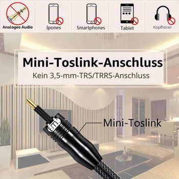 Optický audio kábel EMK mini Toslink na Toslink, optický kábel (1 meter)