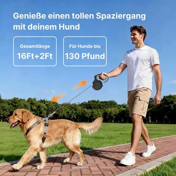 5M samonavíjacie vodítko pre malé a stredné psy | Automatická brzda, zamykací mechanizmus,