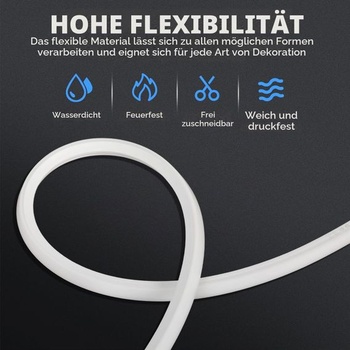 LED profil, 5m LED silikonový flexibilní profil s bílým mléčně bílým krytem, koncovkami a