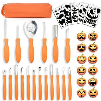 Sada na rezbárstvo tekvíc Halloween Profesionálne odolné nože a nástroje na rezbárstvo tekvíc s
