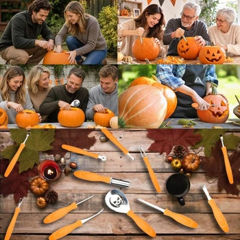 Sada na rezbárstvo tekvíc Halloween Profesionálne odolné nože a nástroje na rezbárstvo tekvíc s