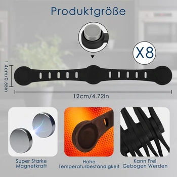 Magnety pro fritézu, příslušenství k pečicímu papíru pro horkovzdušnou fritézu, 8 kusů magnetických
