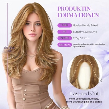 Dámska parochňa Sofeiyan, 55 cm, zlatisto blond