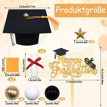 Ozdoby na maturitnú tortu, Trblietavé ozdoby na maturitnú tortu, 26 kusov