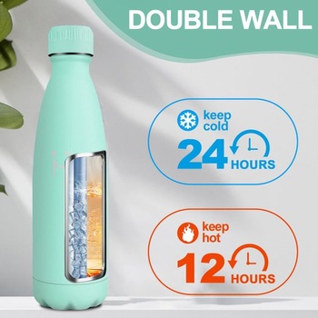 Nerezová fľaša na vodu 500ml, dvojstenná termoska, bez BPA, nepriepustná termofľaša pre šport,