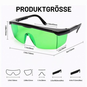Ochranné brýle proti laseru, laserové brýle s nastavitelnou délkou stranic, laserové brýle pro