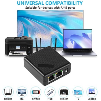SinLoon 2portový gigabitový ethernetový sieťový rozbočovač RJ45 1 na 2 1000/100 Mbps Ethernetový