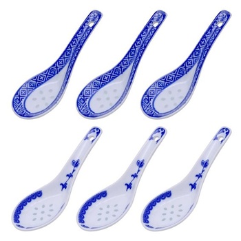 Sada 6 kusů čínských porcelánových polévkových lžic,…