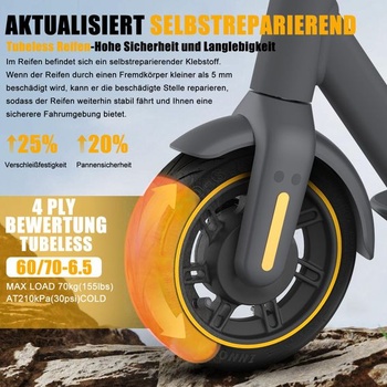 60/70-6.5 Bezdušová pneumatika pro Segway Ninebot MAX G30, Samoopravitelný bezdušový plášť odolný