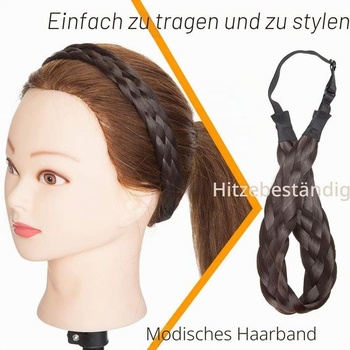 Syntetické vlasy, zapletené, čelenka, střední velikost, copánky, pro ženy, dívky, kosmetický