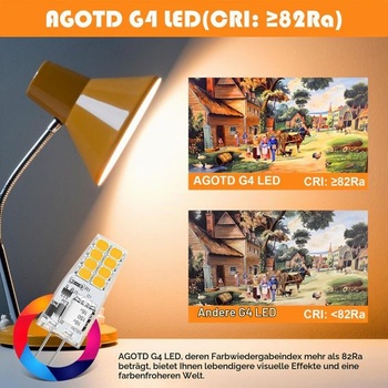 Žiarovka AGOTD G4 LED teplá biela, 3W LED, nahrádza 30W halogénovú žiarovku G4, 3000K, 210lm, 360°,