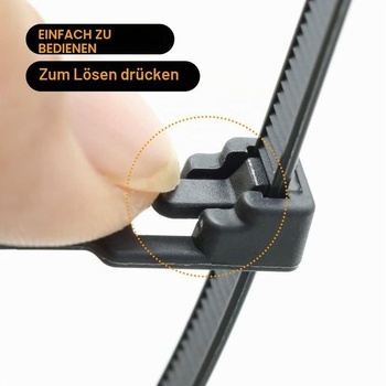 100 bielych sťahovacích pások 200x4,8 mm, znovuuzatvárateľné sťahovacie pásky odolné voči UV žiareniu