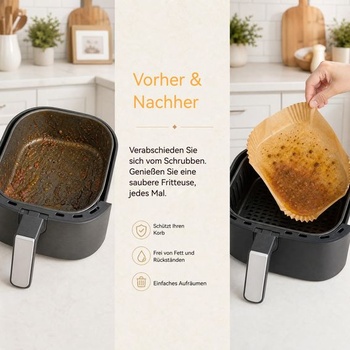 Sada 100 kusov príslušenstva k papieru na pečenie do fritézy Cosori Airfryer Turbo Tower Compact s