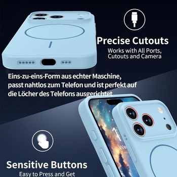 Prémiový silikónový kryt na telefón pre iPhone 17 Pro, magnetický, kompatibilný s MagSafe, ochrana