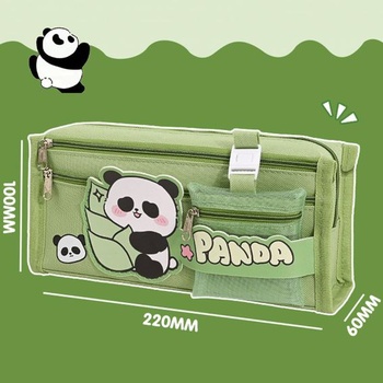 Penál Panda - Velkokapacitní penál do školy a kanceláře (zelený)