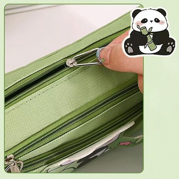 Penál Panda - Velkokapacitní penál do školy a kanceláře (zelený)