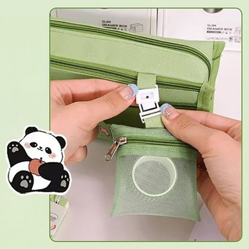 Penál Panda - Velkokapacitní penál do školy a kanceláře (zelený)