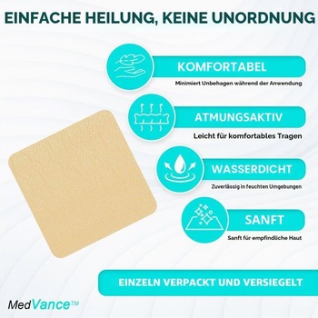 MedVance™ Silicone – Absorpční silikonový pěnový obvaz, 6 x 6 palců, krabička s 5 obvazy 15 cm x 15