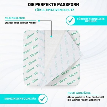 MedVance™ Silicone – Absorpční silikonový pěnový obvaz, 6 x 6 palců, krabička s 5 obvazy 15 cm x 15