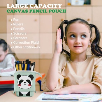 LJCZKA Teleskopický penál s pandou, roztomilý kreslený penál, kawaii vyskakovací penál, pro dívky,