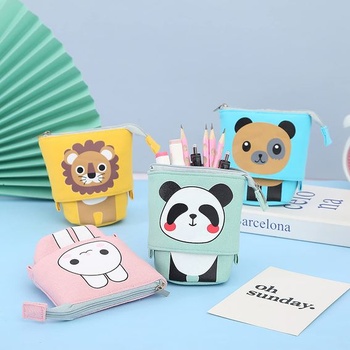 LJCZKA Teleskopický penál s pandou, roztomilý kreslený penál, kawaii vyskakovací penál, pro dívky,