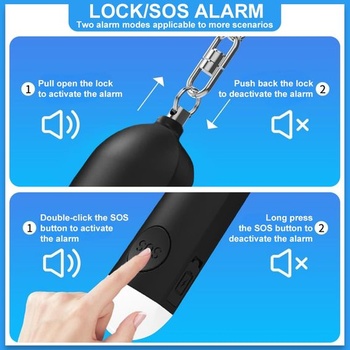 Flintronic 1ks osobní alarm, 135 dB sebeobranný alarm s LED světlem a klíčenkou, kapesní alarm s
