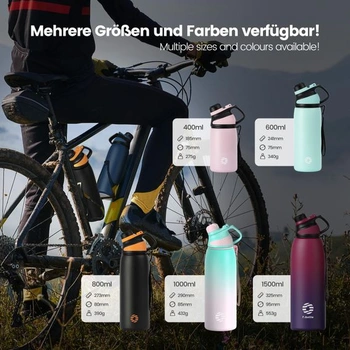Fjbottle Nerezová sportovní láhev na vodu s magnetickým víčkem 1l, 800ml, 600ml, 400ml BPA-free
