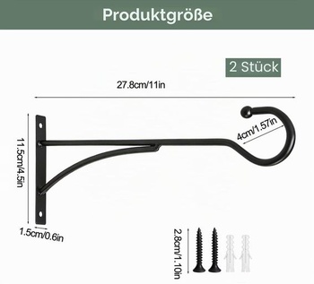 Odolné nástenné háčiky na rastliny, súprava 2 kusov, kovové háčiky na balkón alebo do záhrady – Robustné