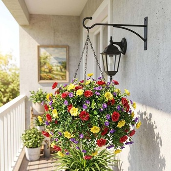 Odolné nástenné háčiky na rastliny, súprava 2 kusov, kovové háčiky na balkón alebo do záhrady – Robustné