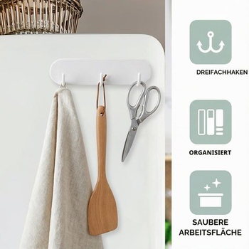 Biele magnetické háčiky, balenie po 3 kusoch; magnetický držiak s 3 háčikmi do chladničky/kuchyne;
