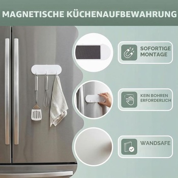 Biele magnetické háčiky, balenie po 3 kusoch; magnetický držiak s 3 háčikmi do chladničky/kuchyne;