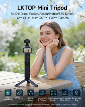 LKTOP Osmo Pocket 3 Mini stativ pro přenosnou selfie tyč DJI, vlogovací stojan, černý držák pro DJI