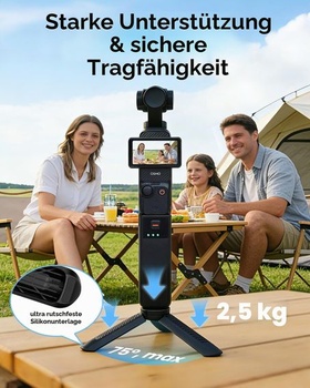 LKTOP Osmo Pocket 3 Mini stativ pro přenosnou selfie tyč DJI, vlogovací stojan, černý držák pro DJI