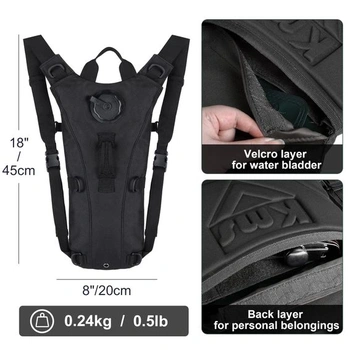 Taktický hydratačný batoh s 3l vodným vakom, ľahký cyklistický batoh s hydratačným systémom, vodný