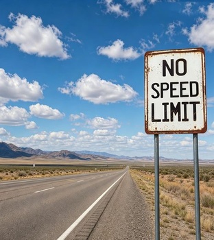 Reprodukcia vintage plechovej cedule s nápisom „No Speed ​​Limit“ 8 x 12