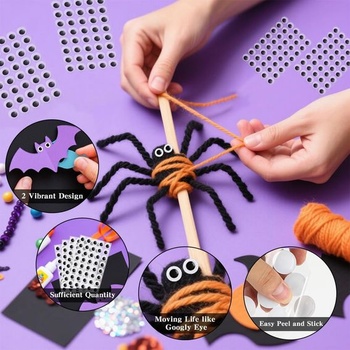 8 hárkov samolepiacich samolepiek s motívom očí, čierne, pre scrapbooking, tvorenie, hračky a doplnky