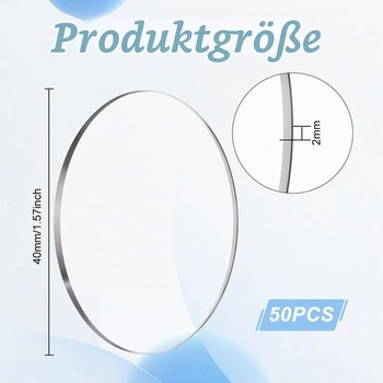 FINGERINSPIRE 50 dielikov 40x2 mm priehľadné okrúhle podstavce pre miniatúry, okrúhle akrylové podstavce