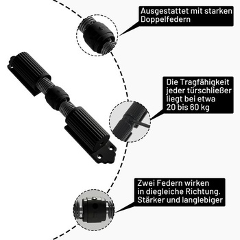 Automatický zavírač branky pro zahradní branku, se 4 šrouby a nastavovací pákou