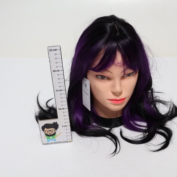 Parochne Esmee Lang rovné fialové pre ženy s ofinou, prírodné syntetické vlasy, ombré parochňa pre