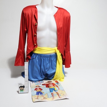 Kostým Chaks - Luffy pro muže, oficiální One Piece kostým, 4dílná anime sada, Monkey D. Luffy,