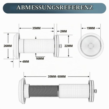 Bwintech 1 kus UL-certifikované ohnivzdorné kukátko, masivní mosaz 200 stupňů, průměr 14 mm, délka