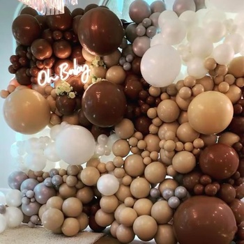 Hnedé balóniky, 100 kusov, kakaové balóniky, 25cm latexové balóniky k narodeninám, kakaovo hnedé