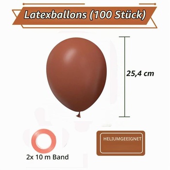 Hnedé balóniky, 100 kusov, kakaové balóniky, 25cm latexové balóniky k narodeninám, kakaovo hnedé