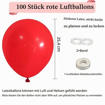 Červené balóniky, 100 kusov, 25cm latexové balóniky k narodeninám, červené balóniky, dekorácie na