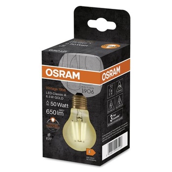 OSRAM LED Vintage Edition 1906, patice: E27, nestmívatelná, teplá bílá, zlaté vlákno, 1 kus (1
