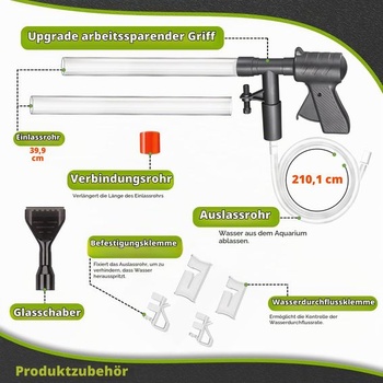 09 Čistič štrku do akvária Súprava na výmenu vody s dlhou tryskou na výmenu vody a čistenie štrku
