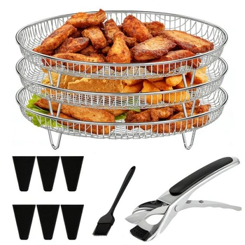 Stojan na fritézu, stohovateľné koše, 3 kusy - nerezová…