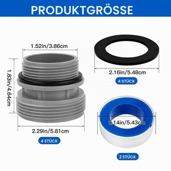 4560 Bazénový adaptér, sada 4 adaptérov na bazénovú hadicu pre adaptéry Intex