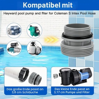 4560 Bazénový adaptér, sada 4 adaptérov na bazénovú hadicu pre adaptéry Intex